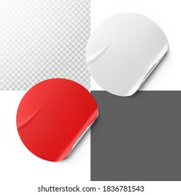 Set of round curled stickers. Vector illustration isolated on white background. EPS10.	