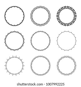 Set of round decorative borders. Vector illustration.