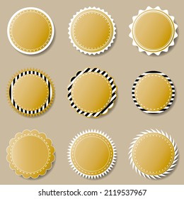 Set of round decorative stickers labels borders frames