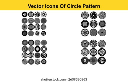 Set of round doodle hand drawn patterns and textures is isolated on white background. Trendy vector graphic elements for cover, poster, banner, label, fabric, wallpaper, wrapping.