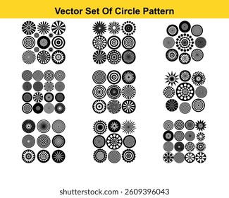 Set of round doodle hand drawn patterns and textures is isolated on white background. Trendy vector graphic elements for cover, poster, banner, label, fabric, wallpaper, wrapping.