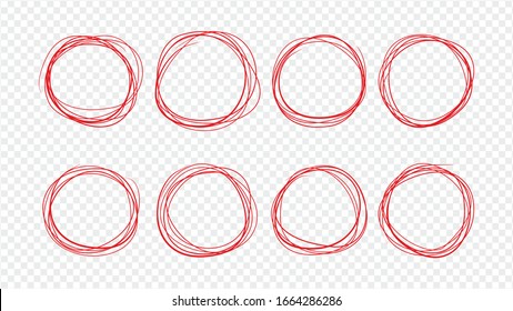 Set of round doodles hand-drawn. Template for messages, design. Rough draft.