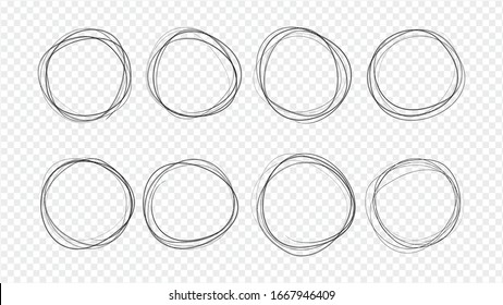 Set Of Round Doodles Hand-drawn. Template For Messages, Design. Rough Draft.