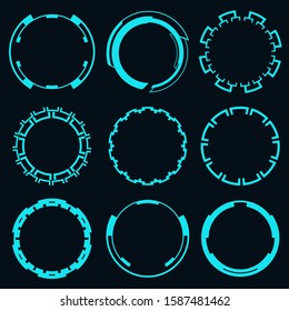 Set of round elements for the hud interface.Circular Hi-Tech elements.Vector illustration.