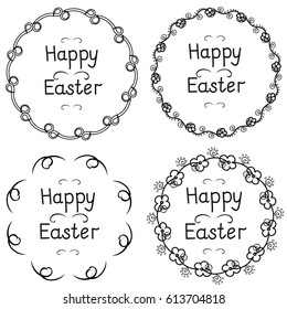 Set of round emblems for Easter.