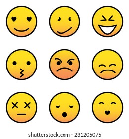 Set Round Emoji Icons Stock Vector (Royalty Free) 231205075 | Shutterstock