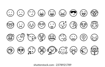 Set of round emoticons or Emoji illustration icons. Smile icon vector illustration isolated on white background