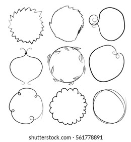 set of round empty frames. hand drawn  vector design elements