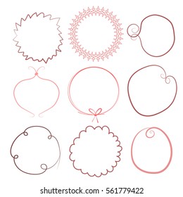 set of round empty frames. hand drawn  vector design elements