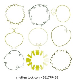 set of round empty frames. hand drawn  vector design elements