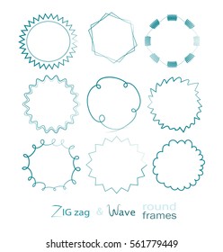 set of round empty frames. hand drawn  vector design elements
