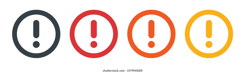 Set Set mit rundem Ausrufezeichen, Symbol, Schaltfläche, Aufmerksamkeit, Warnsymbol einzeln auf weißem Hintergrund