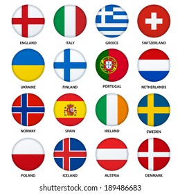Set of round flags buttons - 2