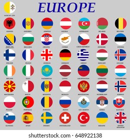 set of round flags of Europe vector illustration