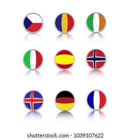 Set of Round Flags world top states