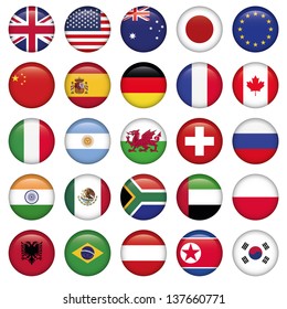 Set of Round Flags world top states