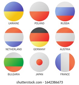 Set of Round Flags world top states. Vector illustration. EPS 10