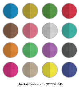 set of round flat color icons 16 variations isolated on white, with transparencies