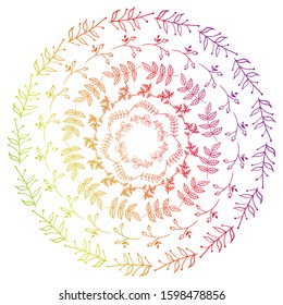 Set of round floral frames isolated on white background. Vector graphics.