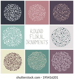 Set of round floral ornaments