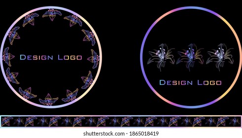 Conjunto de logos de diseño florista redondo. Colores reflexivos. Vector
