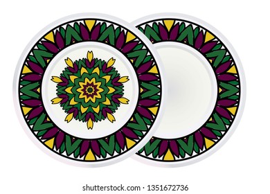 Set of round Flower Coloring Mandala and frame. Decorative Elements. Vector Illustration. Oriental Pattern, Indian, Moroccan, Mystic, Ottoman Motifs.