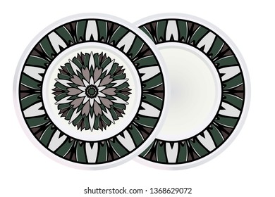Set of round Flower Coloring Mandala and frame. Decorative Elements. Vector Illustration. Oriental Pattern, Indian, Moroccan, Mystic, Ottoman Motifs.