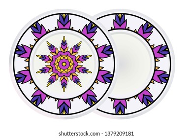 Set of round Flower Coloring Mandala and frame. Decorative Elements. Vector Illustration. Oriental Pattern, Indian, Moroccan, Mystic, Ottoman Motifs.