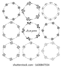 Set of round frames for decoration. Vector illustration.