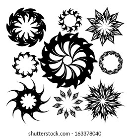 set of round frames and flowers. Vector