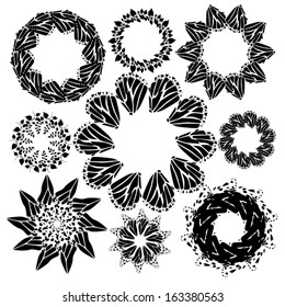 set of round frames and flowers. Vector