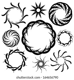 set of round frames and flowers. Vector