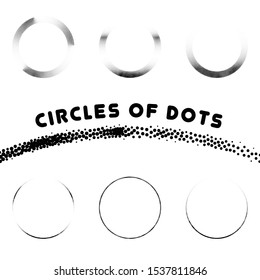 Set of round frames with gradients. Dotwork