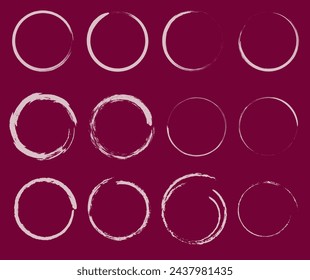 A set of round frames for hand-drawn doodles. Round frames drawn with a brush. Doodle-shaped frames. A simple round hand-drawn text frame. Vector illustration.