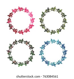 Set of round frames with holly berries silhouettes. Copy space. Christmas design decor element. Vector clip art.