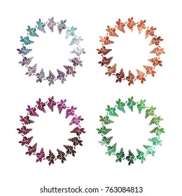 Set of round frames with holly berries silhouettes. Copy space. Christmas design decor element. Vector clip art.