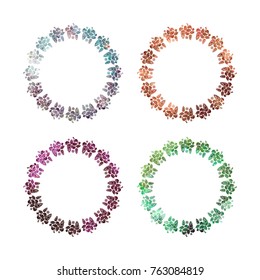 Set of round frames with holly berries silhouettes. Copy space. Christmas design decor element. Vector clip art.