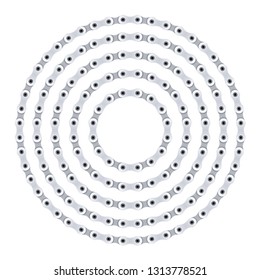 Set of round frames made of bicycle chains . Vector template illustration for banners, flyers, invitations or greeting cards isolated on white background.