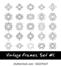 Set of round frames. Nine decorative elements for logo design with stripes braiding borders. Vector illustration.