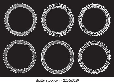 Set of round frames on a black background 