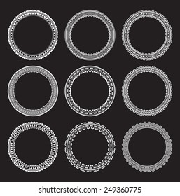 Set of round frames on a black background 