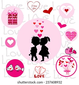 Set of round frames with Valentine elements