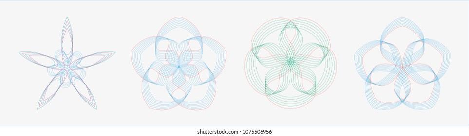 Set of round geometric curves in dual tone color. Easy to modify