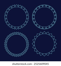 Set of Round geometrical floral border frame design. Simple collection.