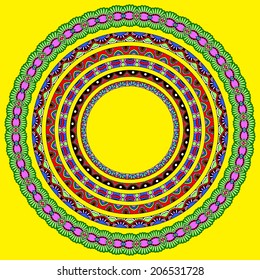 set of round geometrical frames, circle border ornament, vector illustration