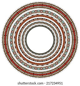 set of round geometrical frames, circle border ornament, vector illustration