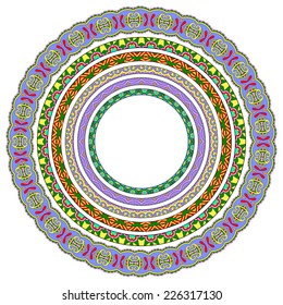 set of round geometrical frames, circle border ornament, vector illustration