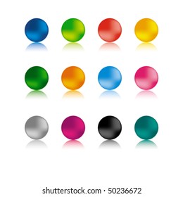 Set of Round Glass Buttons Isolated on White Background. Done Using a Mesh Tool.