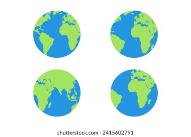 Set of round globes isolated on white background. vector illustration