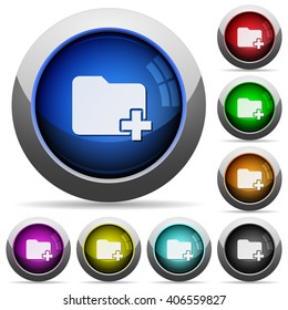 Set of round glossy add new folder buttons. Arranged layer structure.